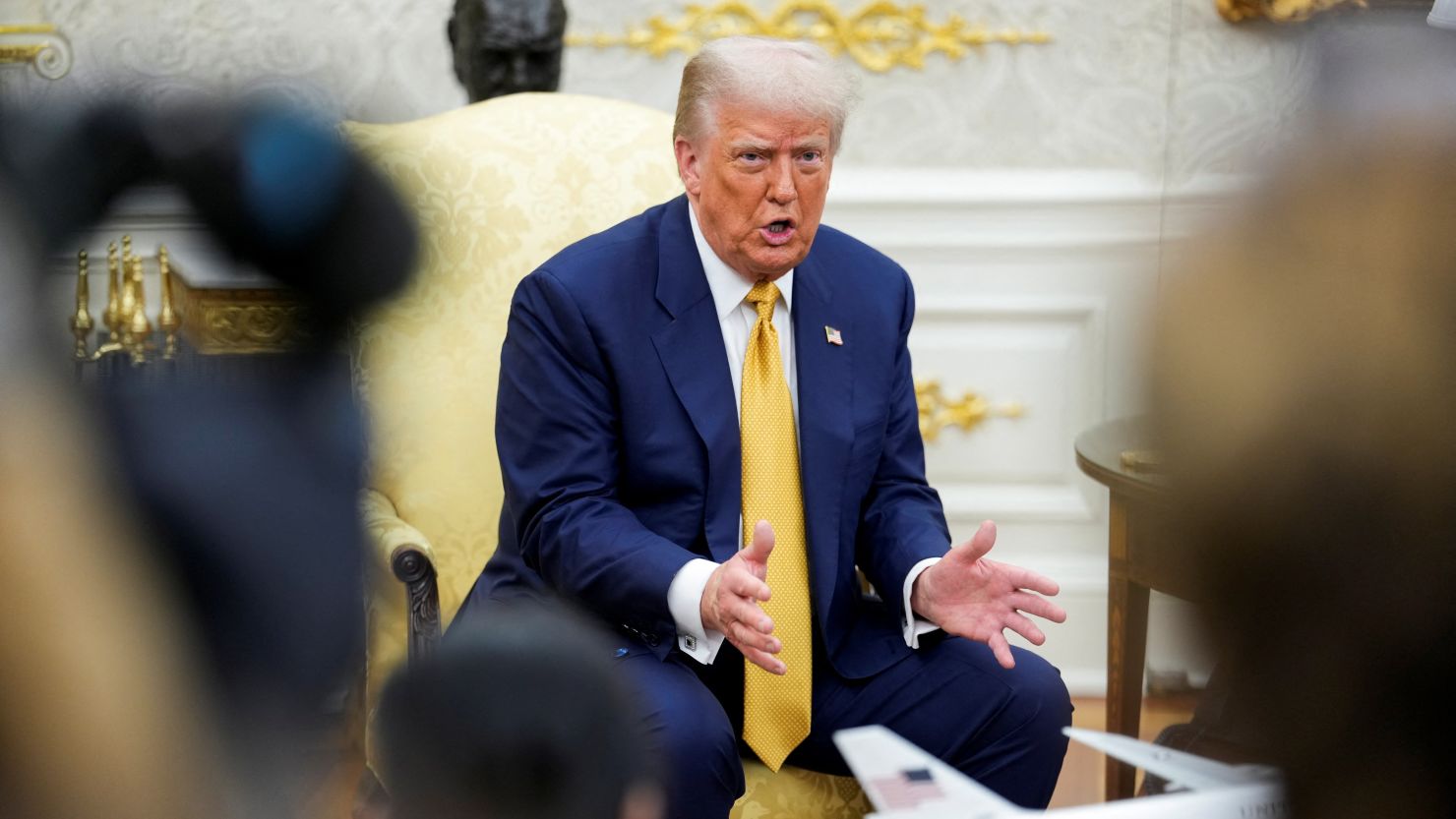 President Donald Trump meets with Philippine President Ferdinand Marcos Jr. (not pictured), in the Oval Office on Tuesday.