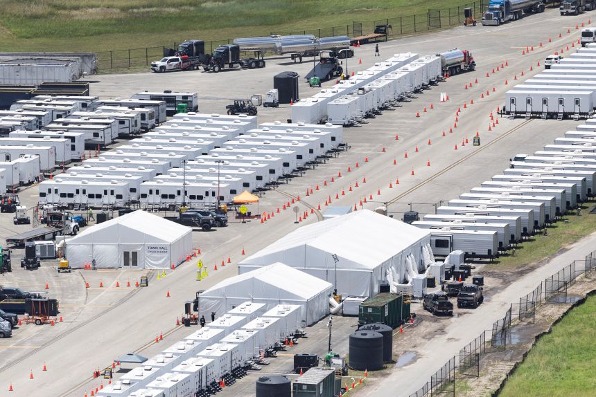 "Alligator Alcatraz" ICE detention center at Dade-Collier Training and Transition Airport is seen in Ochopee, Florida, on July 24.
