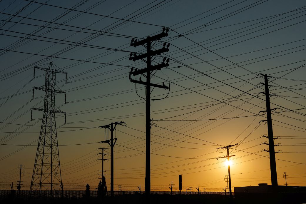 Electrical wires in Commerce, California, in August. The average price of electricity in America has increased 13% since 2022, according to the US Energy Information Administration.