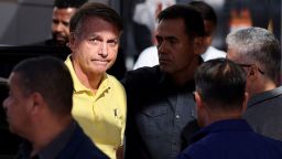 Brazil's former President Jair Bolsonaro arrives at a hospital for medical examinations, authorized by Supreme Court Justice Alexandre de Moraes, leaving the house arrest as he awaits trial after being accused of plotting a coup following his electoral defeat, in Brasilia, Brazil, August 16, 2025. REUTERS/Adriano Machado     TPX IMAGES OF THE DAY     