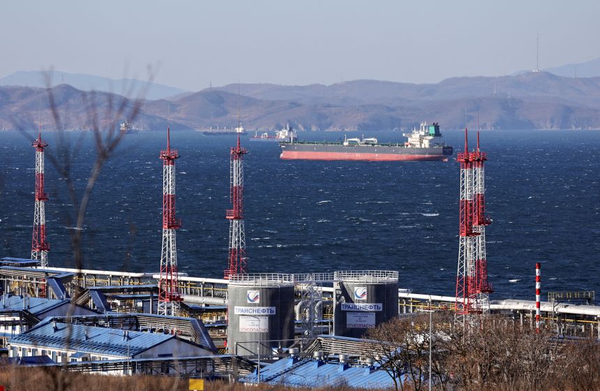 Fuga Bluemarine crude oil tanker lies at anchor near the terminal Kozmino in Nakhodka Bay near the port city of Nakhodka, Russia, December 4, 2022.