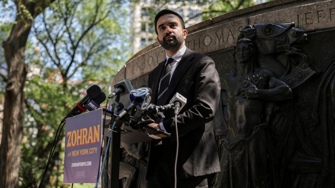 New York City mayoral candidate Zohran Mamdani speaks to members of the media on August 22.