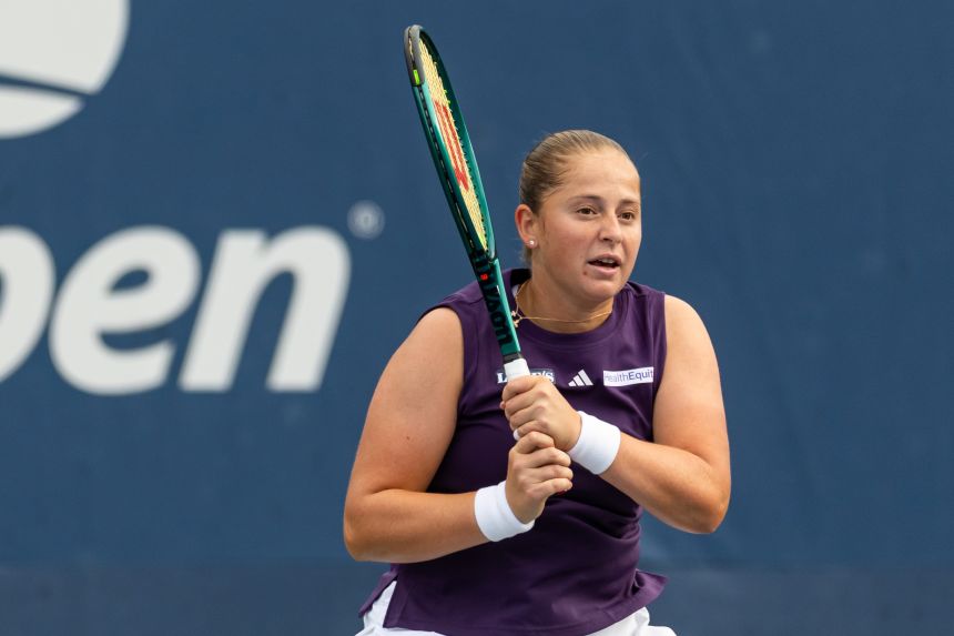 Jelena Ostapenko in action against Taylor Townsend in the second round of the women’s singles at the US Open.
