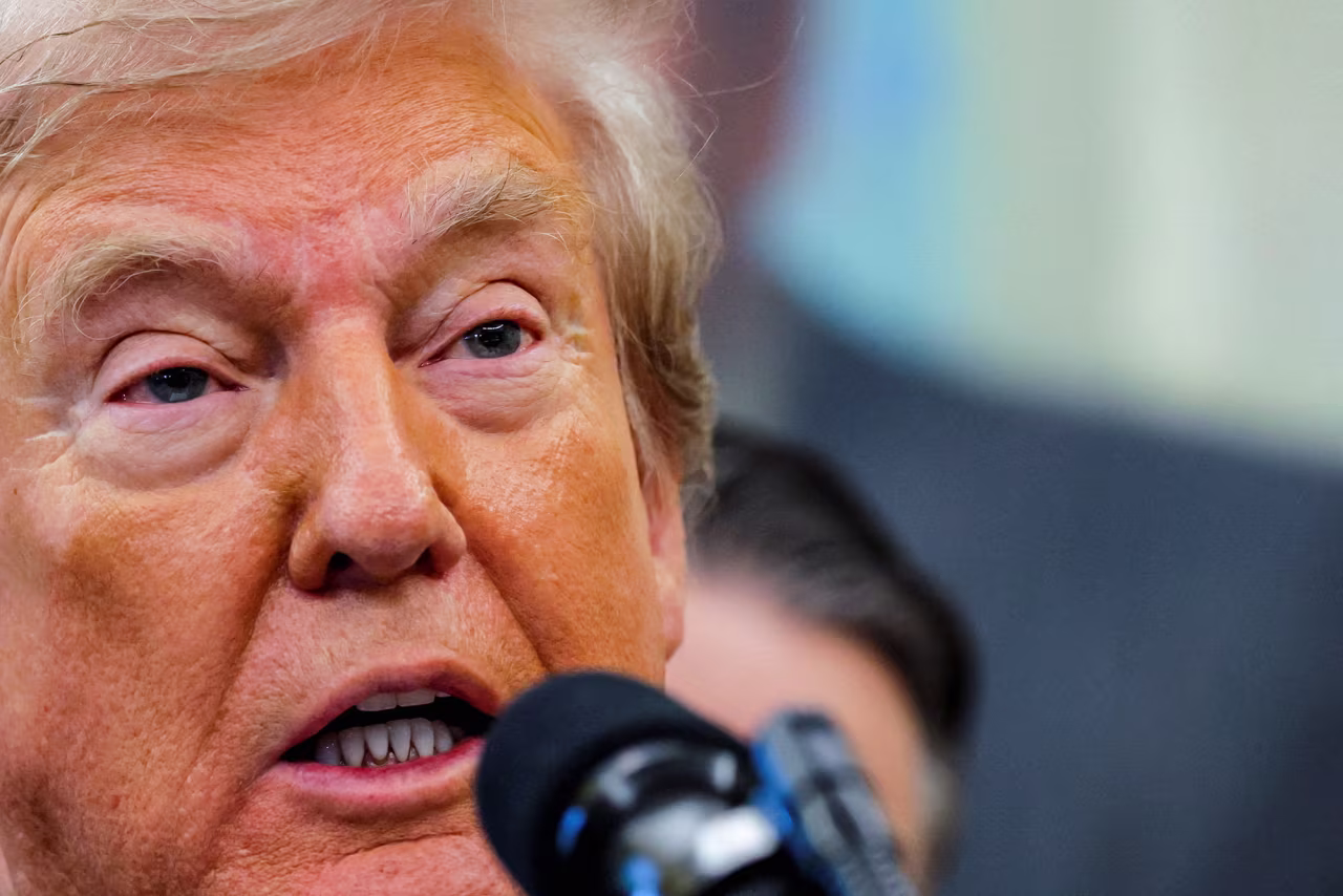 U.S. President Donald Trump speaks during an event in the Oval Office at the White House on Tuesday.