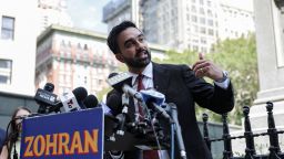 New York City mayoral candidate Zohran Mamdani speaks during a press conference in New York on September 3.