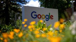 A Google logo is seen at a company research facility in Mountain View, California on May 13.