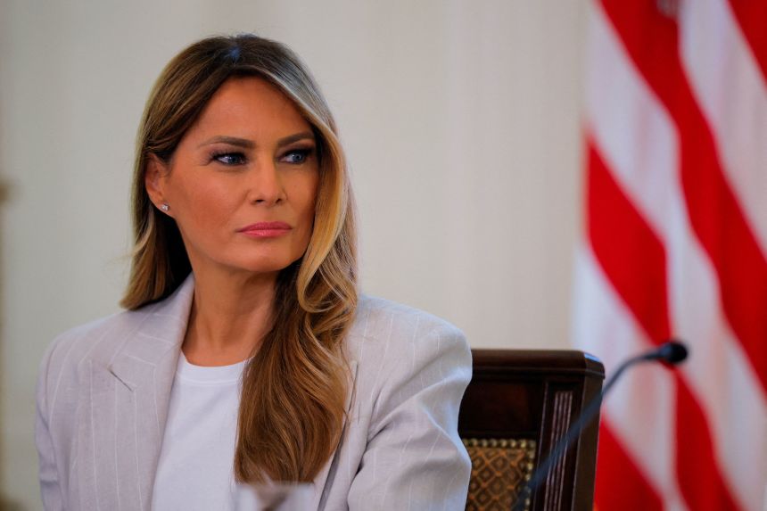 First lady Melania Trump attends a meeting of the White House Task Force on Artificial Intelligence Education in the East Room of the White House on Thursday.