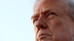 President Donald Trump looks on, at Joint Base Andrews after attending the U.S. Open men's tennis final, in Maryland, September 7, 2025.