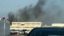 Smoke rises after several blasts were heard in Doha, Qatar, September 9, 2025. REUTERS/Ibraheem Abu Mustafa