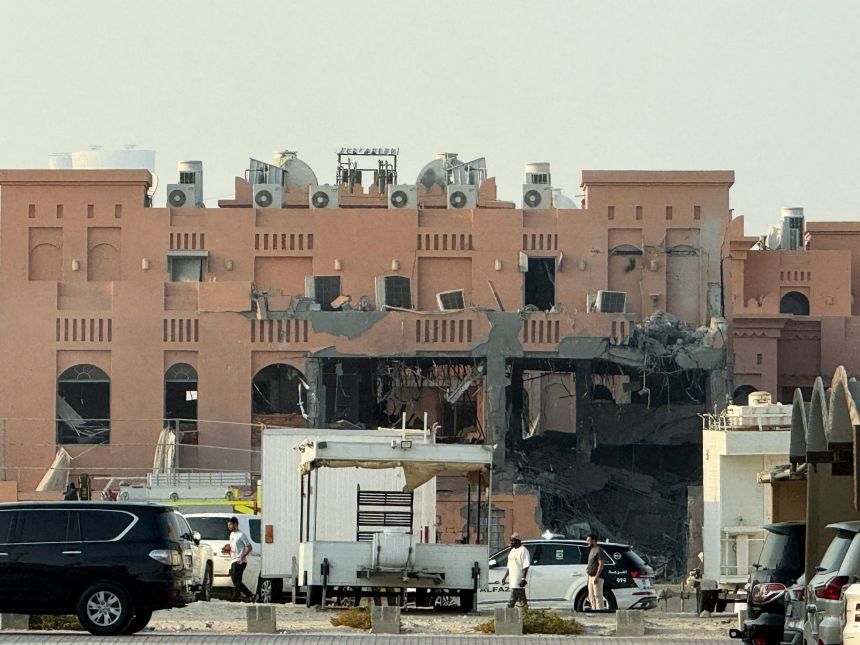 Damaged buildings after Israel's attack on the Hamas leader in Qatar's Doha on September 9, 2025.