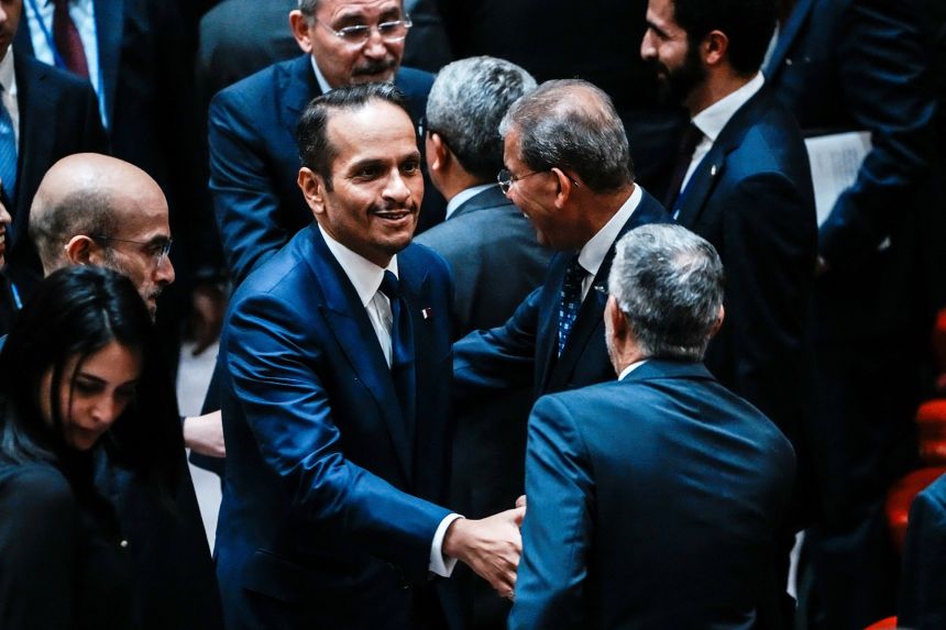 Qatar's Prime Minister Sheikh Mohammed bin Abdulrahman bin Jassim Al-Thani attends an emergency meeting of the UN Security Council in New York City on September 11, 2025.