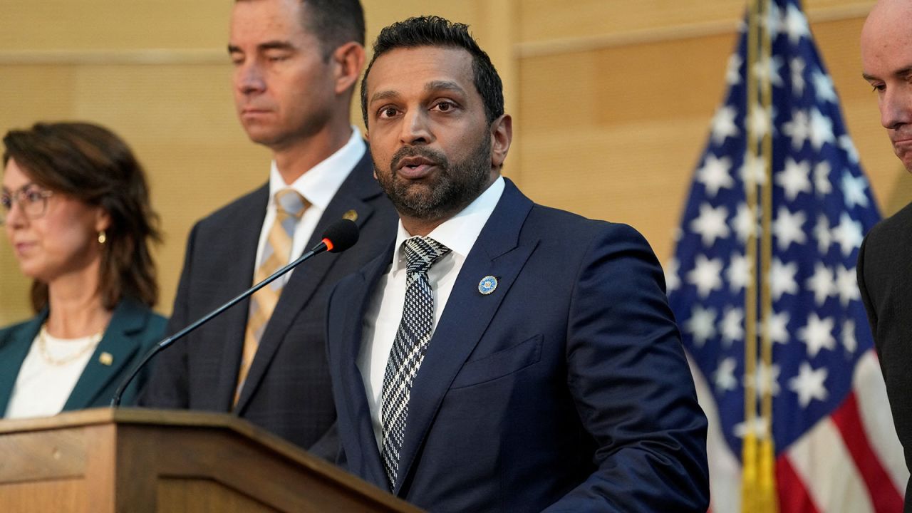 FBI Director Kash Patel speaks during a press conference announcing details on the suspect in the shooting of U.S. conservative commentator Charlie Kirk, who was fatally shot during an event at Utah Valley University, in Orem, Utah, U.S. September 12, 2025. REUTERS/Cheney Orr
