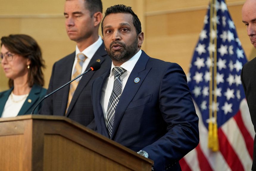FBI Director Kash Patel speaks during a press conference at Utah Valley University, in Orem, Utah, on September 12.