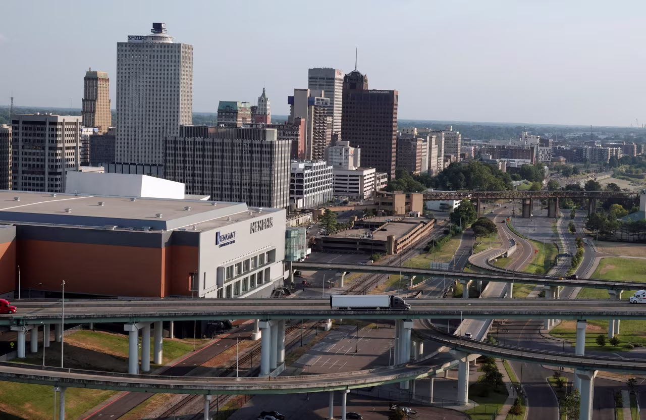 A view of downtown Memphis, Tennessee, on September 10.