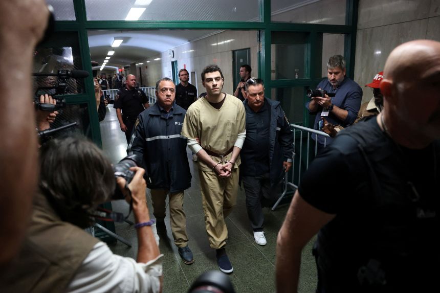 Luigi Mangione appears at a hearing in Manhattan on Tuesday.