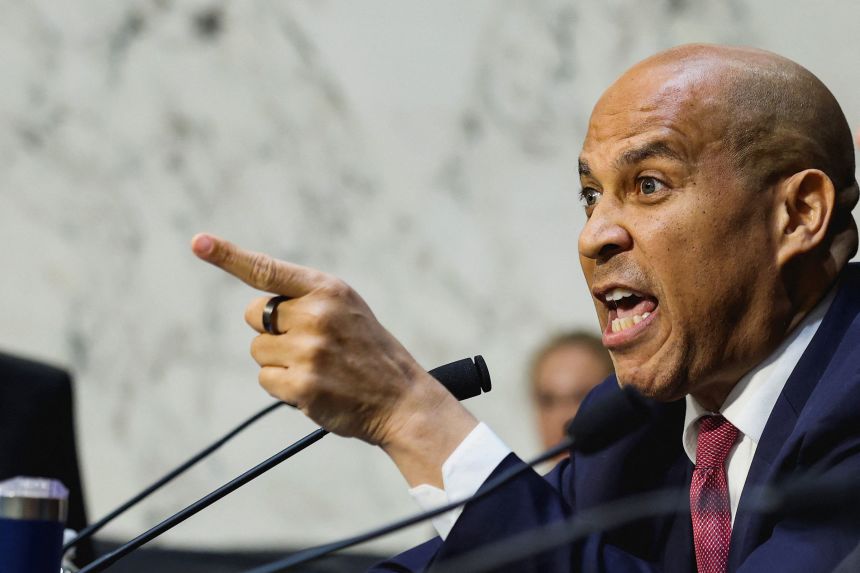 U.S. Senator Cory Booker questions FBI Director Kash Patel on Tuesday.