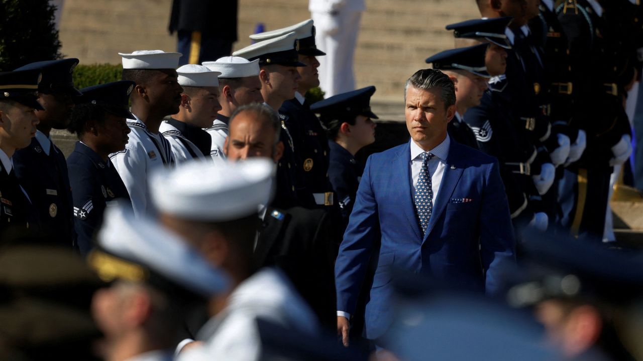 Defense Secretary Pete Hegseth attends a ceremony honoring prisoners of war, at the Pentagon on September 19, 2025.