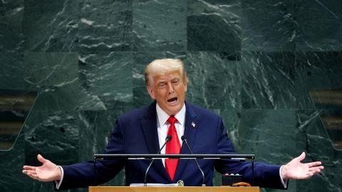 US President Donald Trump addresses the 80th United Nations General Assembly at UN headquarters in New York City, on Tuesday.