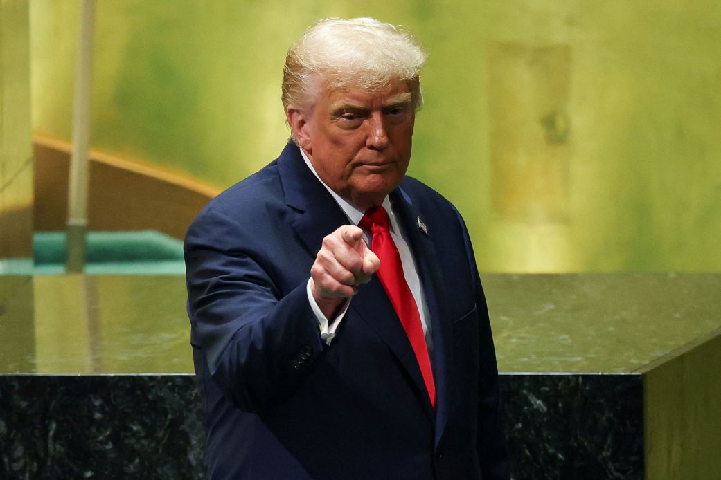 President Donald Trump gestures following his address to the 80th United Nations General Assembly at UN headquarters in New York City on Tuesday.
