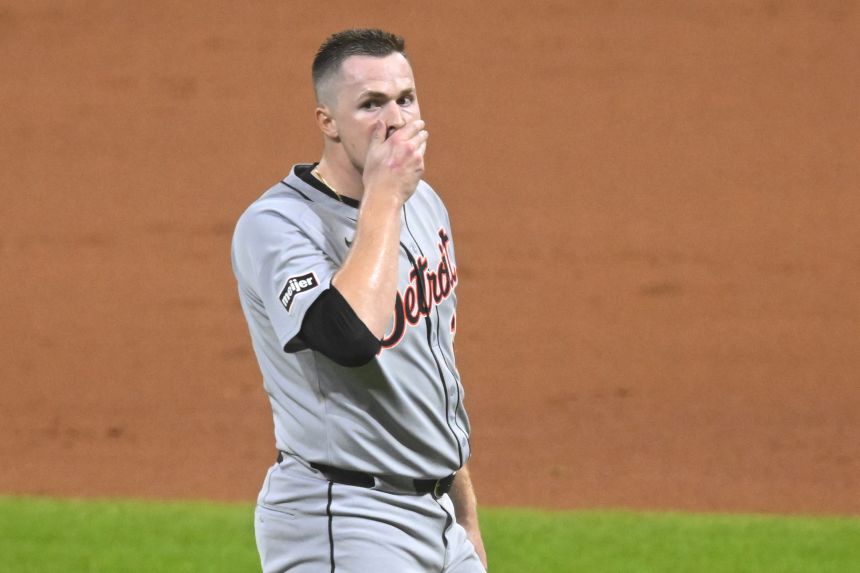 Detroit Tigers' Tarik Skubal was left shaken after seeing his pitch hit Fry's face.