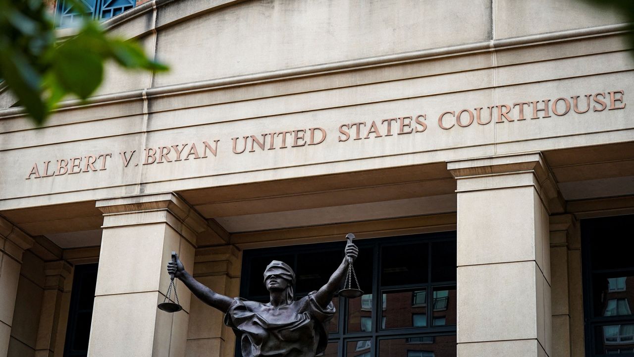 The Albert V. Bryan courthouse, home of the US District Court for the Eastern District of Virginia, stands in Alexandria, Virginia, on September 25, 2025.