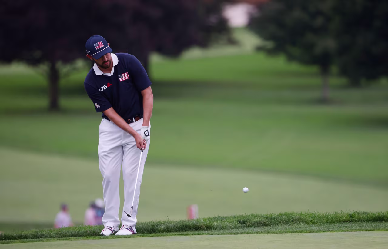 Patrick Cantlay on the 18th hole.