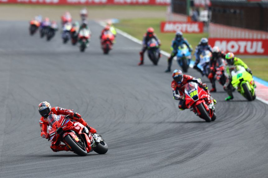 Márquez in action during the MotoGP race at Motegi.