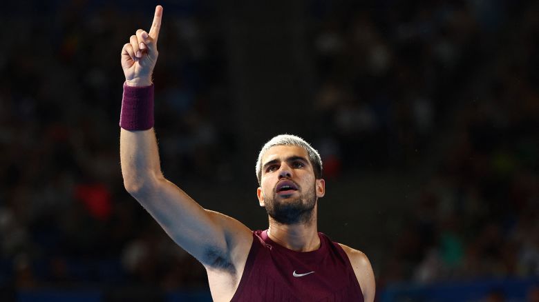 Tennis - ATP 500 - Japan Open Tennis Championships - Ariake Coliseum, Tokyo, Japan - September 29, 2025 Spain's Carlos Alcaraz reacts during his semi final match against Norway's Casper Ruud.