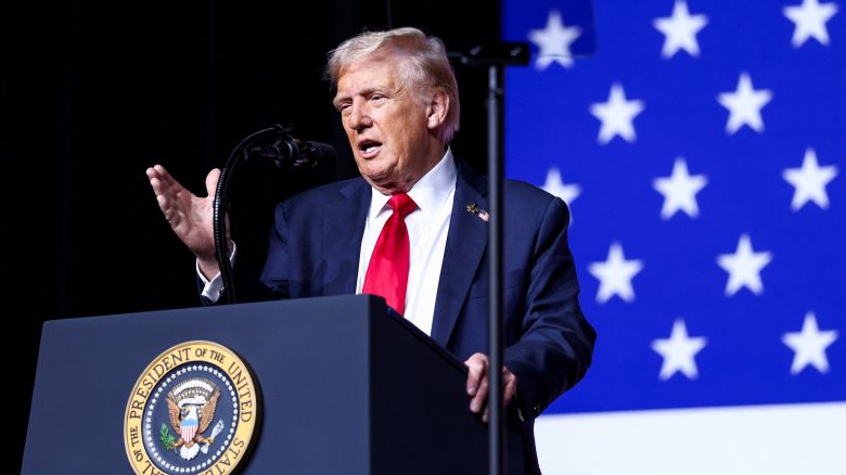 President Donald Trump speaks during a meeting of senior military leaders convened by U.S. Defense Secretary Pete Hegseth, at Marine Corps Base Quantico in Quantico, Virginia, U.S., September 30, 2025.