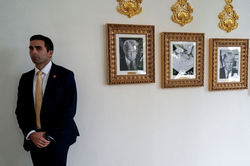 A picture of the 'autopen' used by former President Joe Biden hangs in President Donald Trump's recently installed 'Presidential Walk of Fame' at the White House, September 30, 2025.