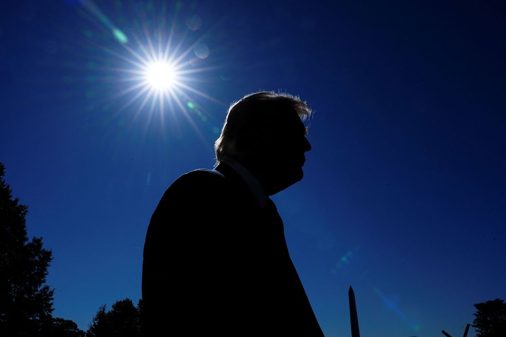 President Donald Trump departs the White House en route to Norfolk, Virginia, to attend the 250th anniversary of the Navy celebration on October 5, 2025.