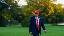 President Donald Trump arrives at the White House on October 5, 2025.