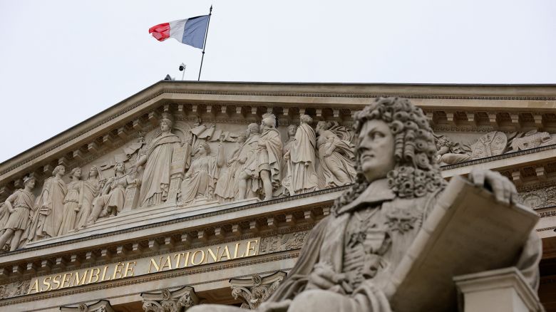 A view shows the National Assembly in Paris as France faces political crisis after the morning announcement of the resignation of the new French government on October 6, 2025.