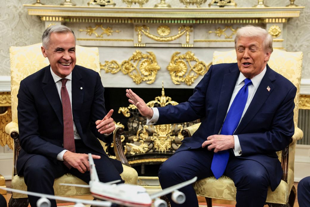 US President Donald Trump and Canada's Prime Minister Mark Carney meet in the Oval Office of the White House on Tuesday.