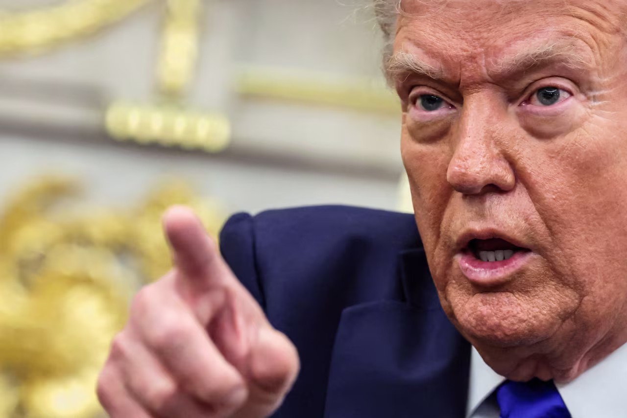US President Donald Trump during a meeting with Canada's Prime Minister Mark Carney on Tuesday.