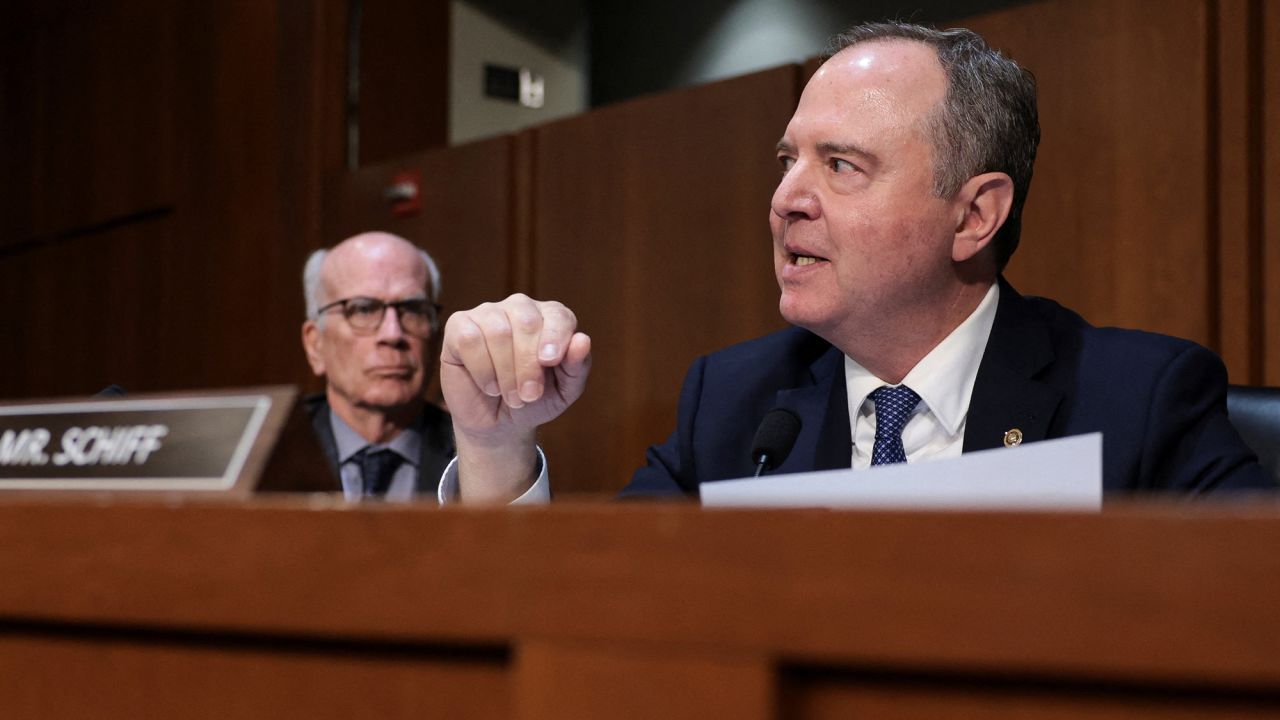 U.S. Senate Judiciary Committee member Senator Adam Schiff (D-CA) speaks during an oversight hearing of the Department of Justice with U.S. Attorney General Pam Bondi, on Capitol Hill in Washington, D.C., U.S., October 7, 2025.