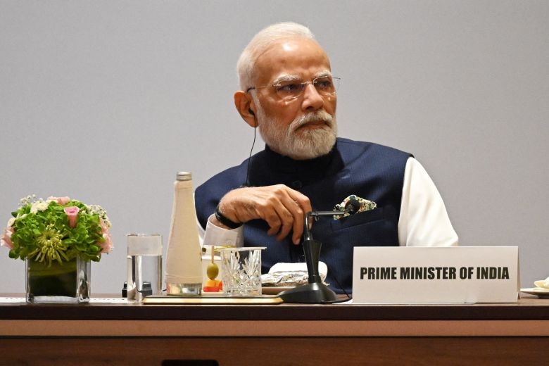 Prime Minister of India Narendra Modi attends the India-UK CEO Forum at Jio World Convention Centre on October 9, 2025 in Mumbai, India.