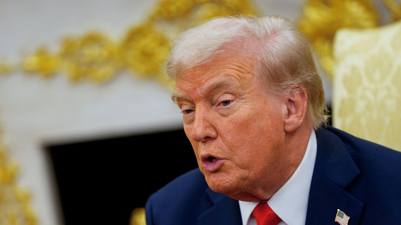 President Donald Trump participates in a bilateral meeting with Finland's President Alexander Stubb, in the Oval Office of the White House on October 9, 2025.