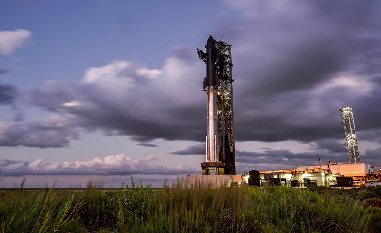 SpaceX Starship sits on the launchpad near Brownsville, Texas, on Monday.