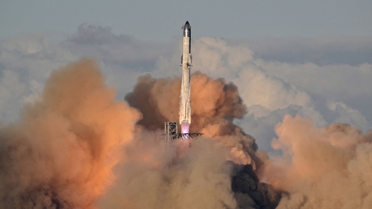 A SpaceX Super Heavy booster carrying the Starship spacecraft lifts off on its 11th test flight at the company's launch pad in Starbase, Texas, U.S., October 13, 2025.