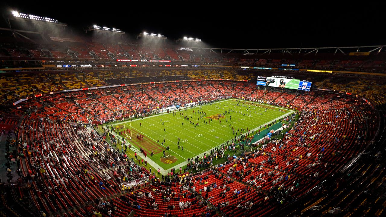 Oct 13, 2025; Landover, Maryland, USA; A general overview of the Northwest Stadium before the game between the Chicago Bears and the Washington Commanders.