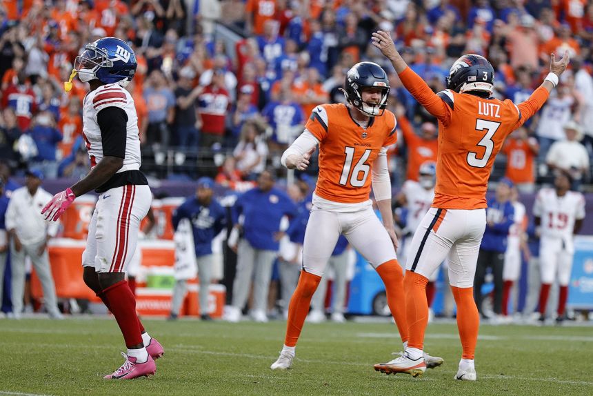 Lutz (No. 3) kicked the game-winning field goal to lift the Broncos over the Giants.