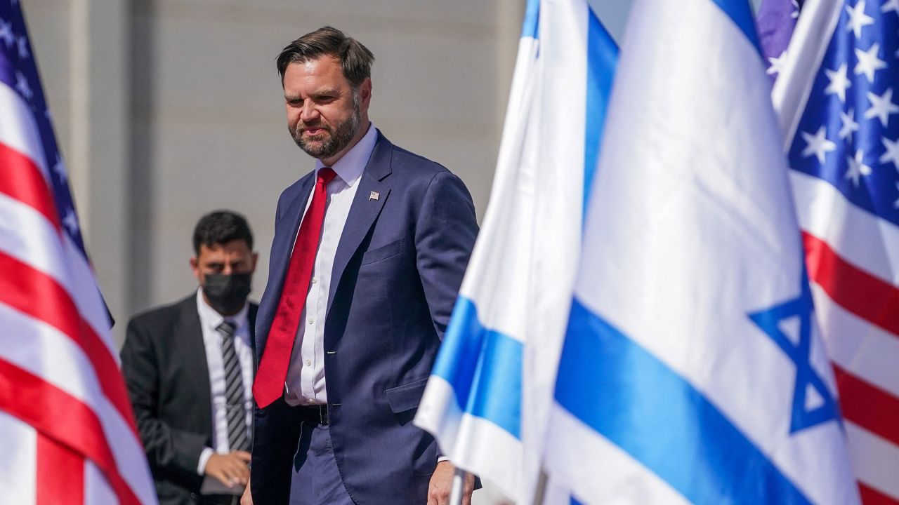 Vice President JD Vance arrives in Lod, Israel, on Tuesday.