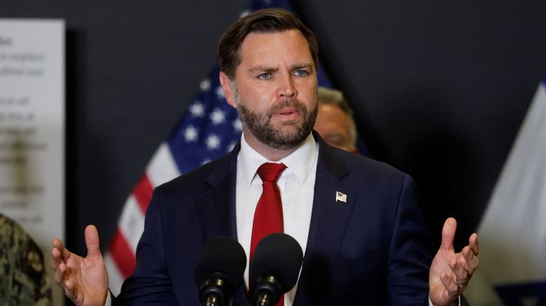 Vice President JD Vance speaks to members of the media in Kiryat Gat, Israel, on October 21, 2025.