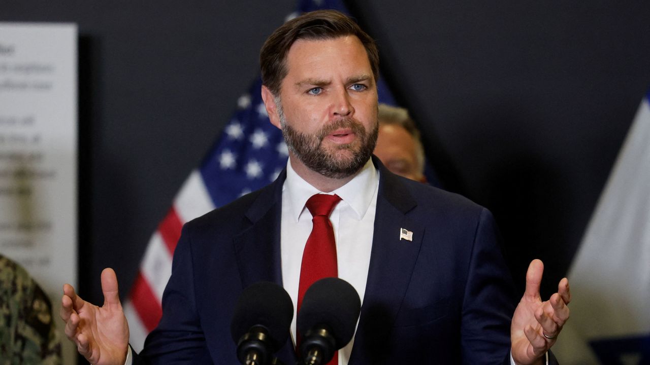 Vice President JD Vance speaks to members of the media in Kiryat Gat, Israel, on October 21, 2025.