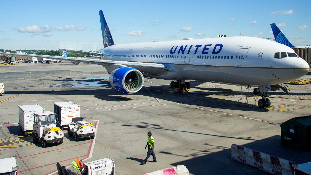 United Airlines planes are seen at the tarmac at Newark International Airport in Newark, New Jersey, on May 7.