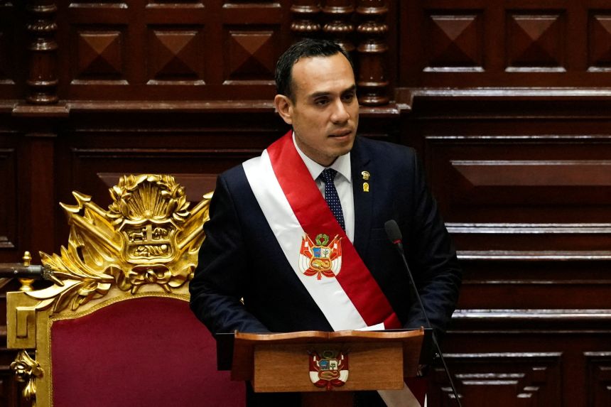 Peru's new president Jose Jeri during his swearing-in ceremony in Lima in October.