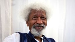 Nobel laureate Wole Soyinka smiles during a press conference as he responds to questions about the revocation of his U.S. visa, in Lagos, Nigeria October 28, 2025. REUTERS/Sodiq Adelakun