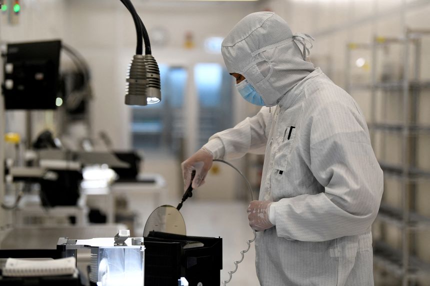 The production line of semiconductor company Nexperia, in Hamburg, Germany, in 2024. The Dutch government took control of Nexperia recently, citing national security concerns.