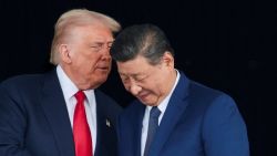 U.S. President Donald Trump and Chinese President Xi Jinping talk as they leave after a bilateral meeting at Gimhae International Airport, on the sidelines of the Asia-Pacific Economic Cooperation (APEC) summit, in Busan, South Korea, October 30, 2025. REUTERS/Evelyn Hockstein     TPX IMAGES OF THE DAY